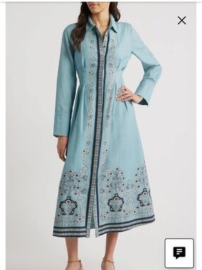 NWT CLEOBELLA Maxi Dress with Floral Medallion Print and Sleeves